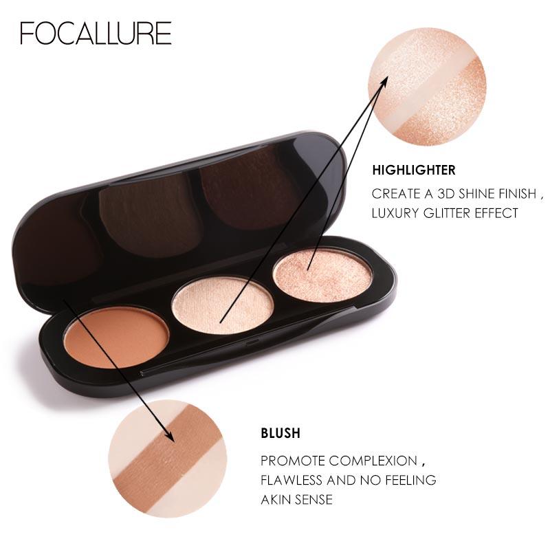 Paleta de Iluminador Focallure - 3 Cores