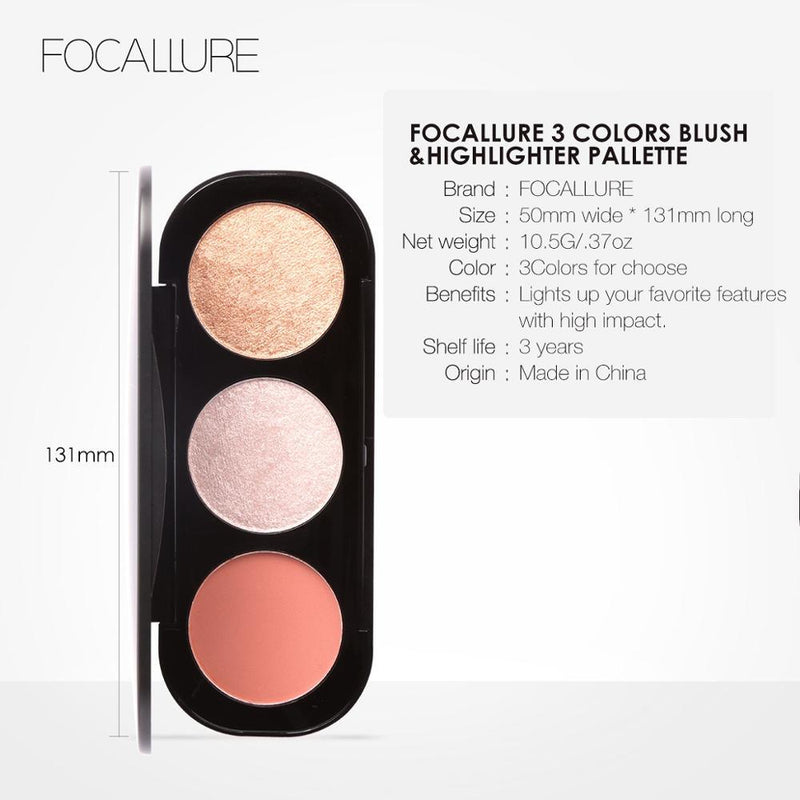 Paleta de Iluminador Focallure - 3 Cores